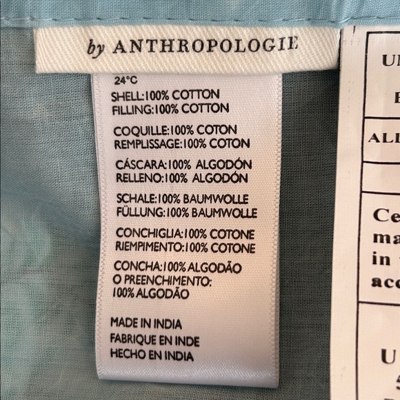 Anthropologie • NWOT Ellery Pieced Euro Sham Pillow Cover Light Blue 26x26in - Picture 3 of 13